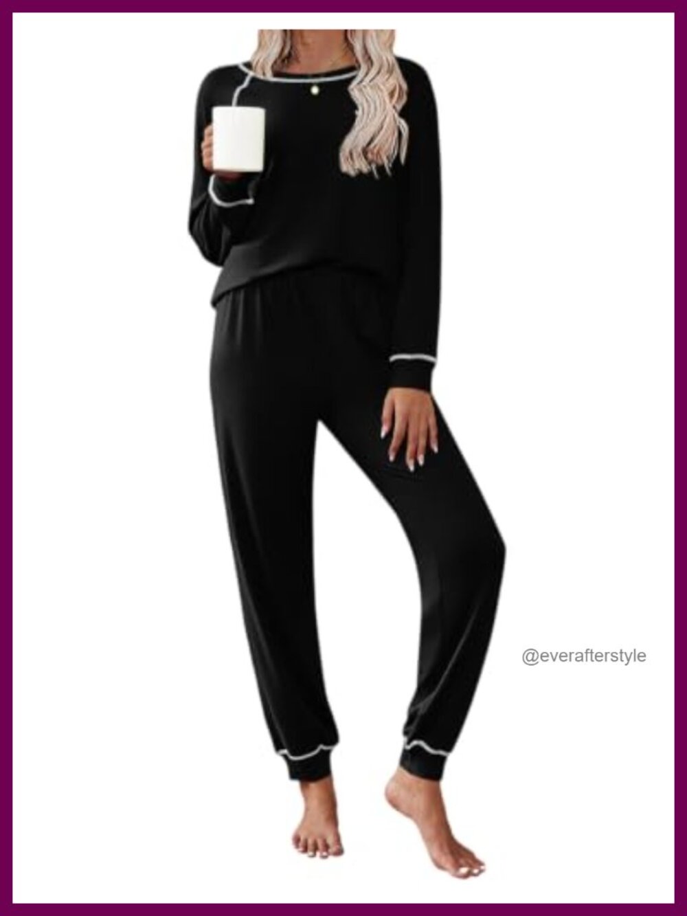 Soft Comfy 2 Piece Pajama Set Long Sleeve Jogger Lounge Sleepwear